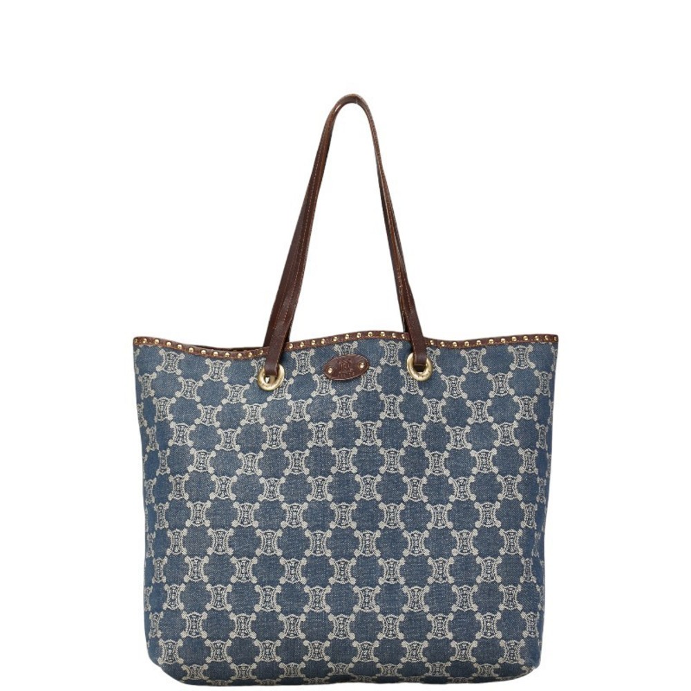 Celine Paris Macadam Handbag Tote Bag Denim Blue
